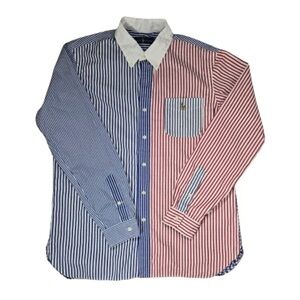 Ralph Lauren Polo Xl Red White Blue Striped Gingham Patriotic Button Up Shirt